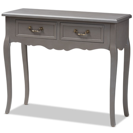 BAXTON STUDIO Capucine Gray Finished Wood 2-Drawer Console Table 151-9206